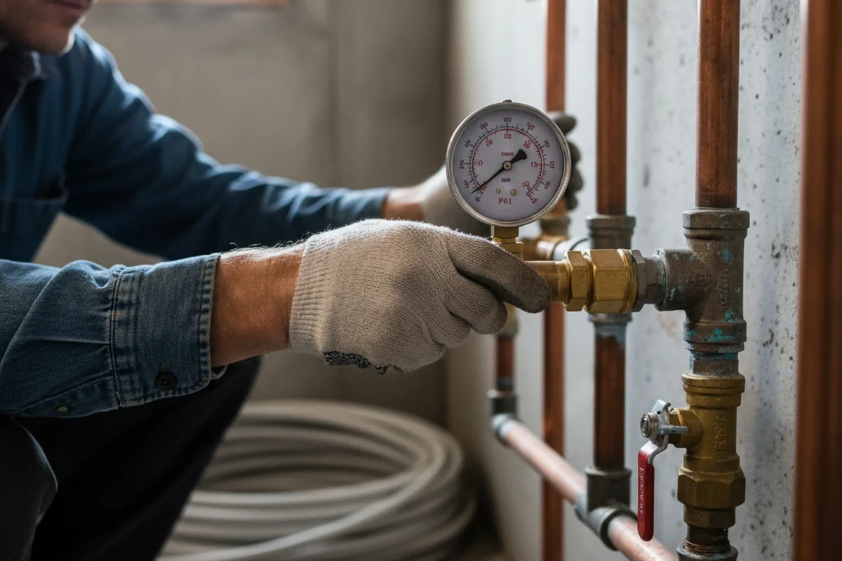 Pressure testing a repaired line during Water Line Repair in Smyrna